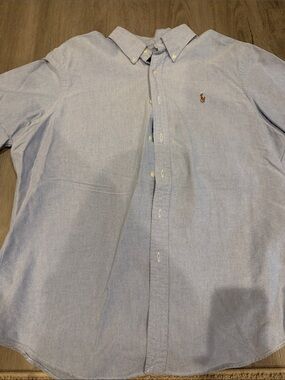 Ralph Lauren Light Blue Short Sleeve Button-Down Oxford Shirt with Pony Logo